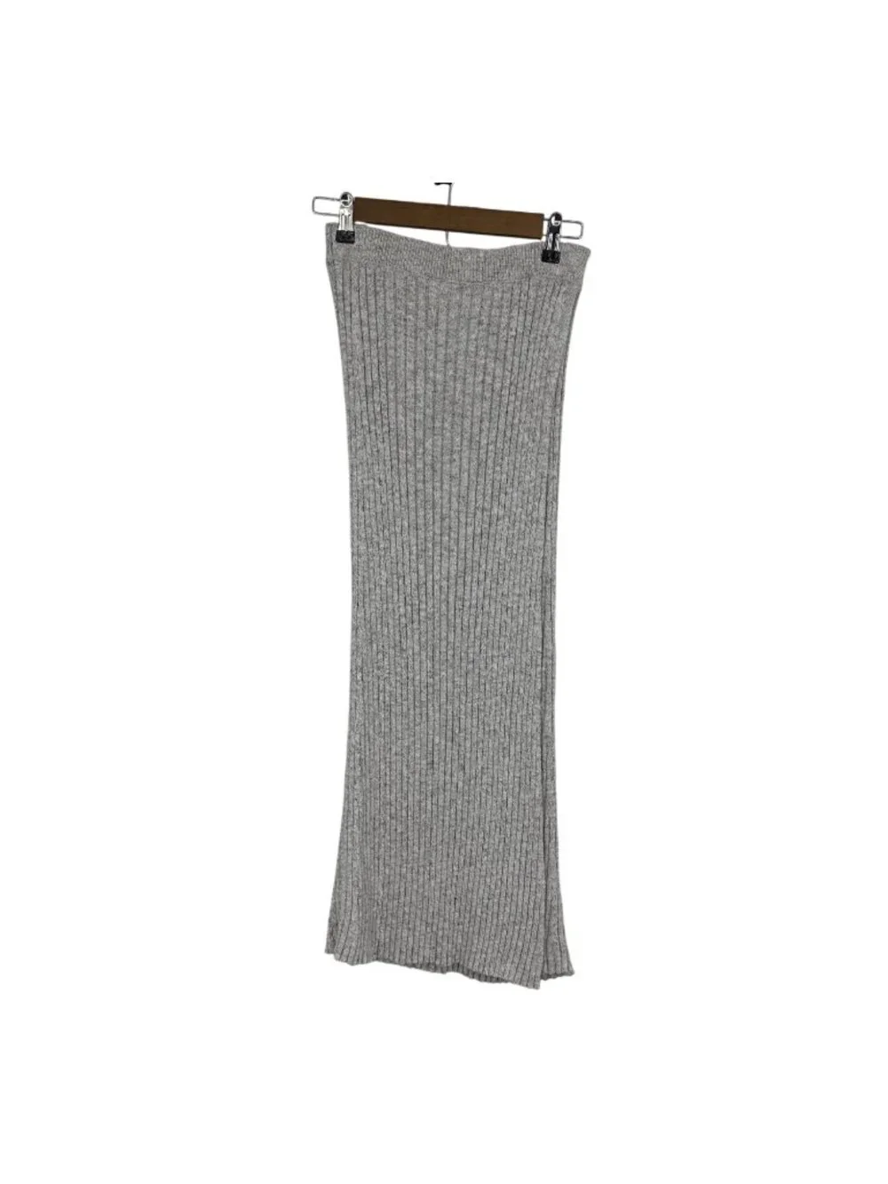 Free People Women's Relix Ribbed Knit Maxi Skirt Gray with Brown Flecks Size M